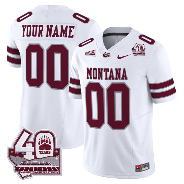Montana Grizzlies 2026 Vapor Limited Custom Jersey - 40th Anniversary Patch White - All Stitched