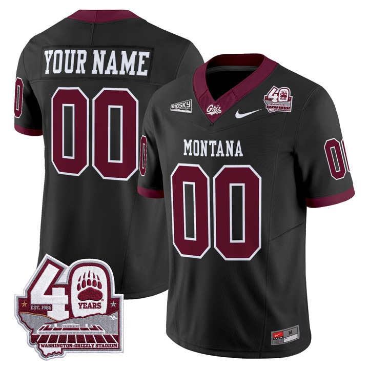 Montana Grizzlies 2026 Vapor Limited Custom Jersey - 40th Anniversary Patch Black - All Stitched