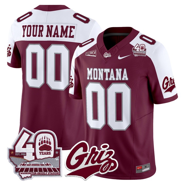 Montana Grizzlies 2026 Vapor Limited Custom Jersey - 40th Anniversary Patch Maroon Alternate - All Stitched