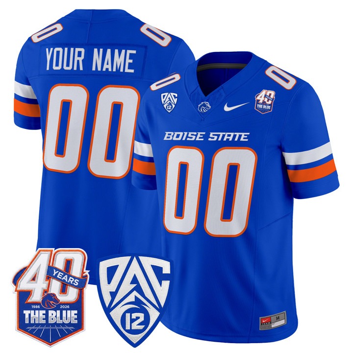 Boise State Broncos 2026 Vapor Limited Custom Jersey - 40th Anniversary Patch Royal- All Stitched