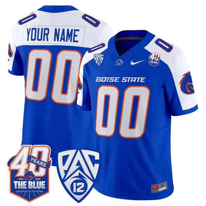 Boise State Broncos 2026 Vapor Limited Custom Jersey - 40th Anniversary Patch Royal Alternate - All Stitched