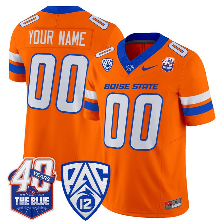 Boise State Broncos 2026 Vapor Limited Custom Jersey - 40th Anniversary Patch Orange - All Stitched