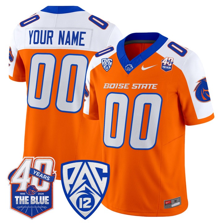 Boise State Broncos 2026 Vapor Limited Custom Jersey - 40th Anniversary Patch Orange Alternate - All Stitched