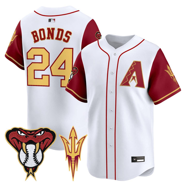 Arizona Diamondbacks Sun Devils Bonds #24 White Jersey - All Stitched