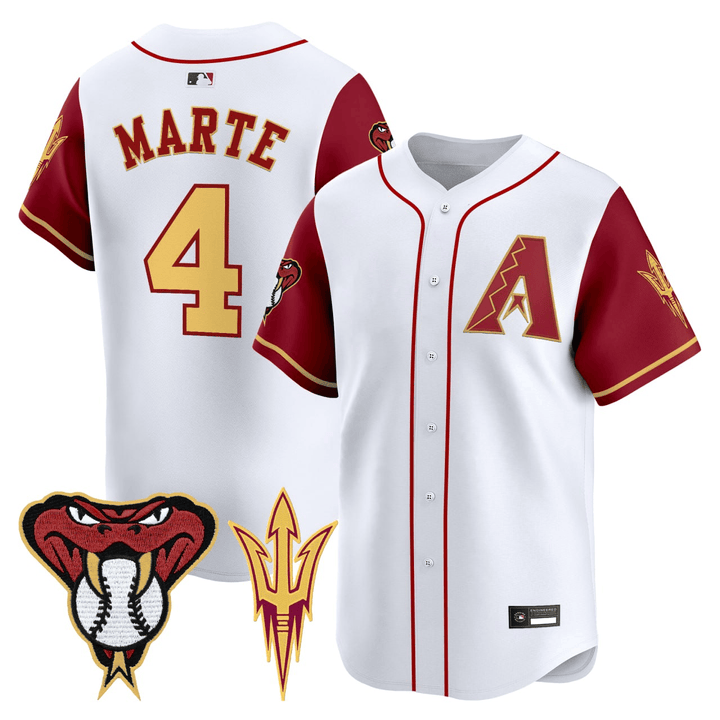 Arizona Diamondbacks Sun Devils Marte #4 White Jersey - All Stitched