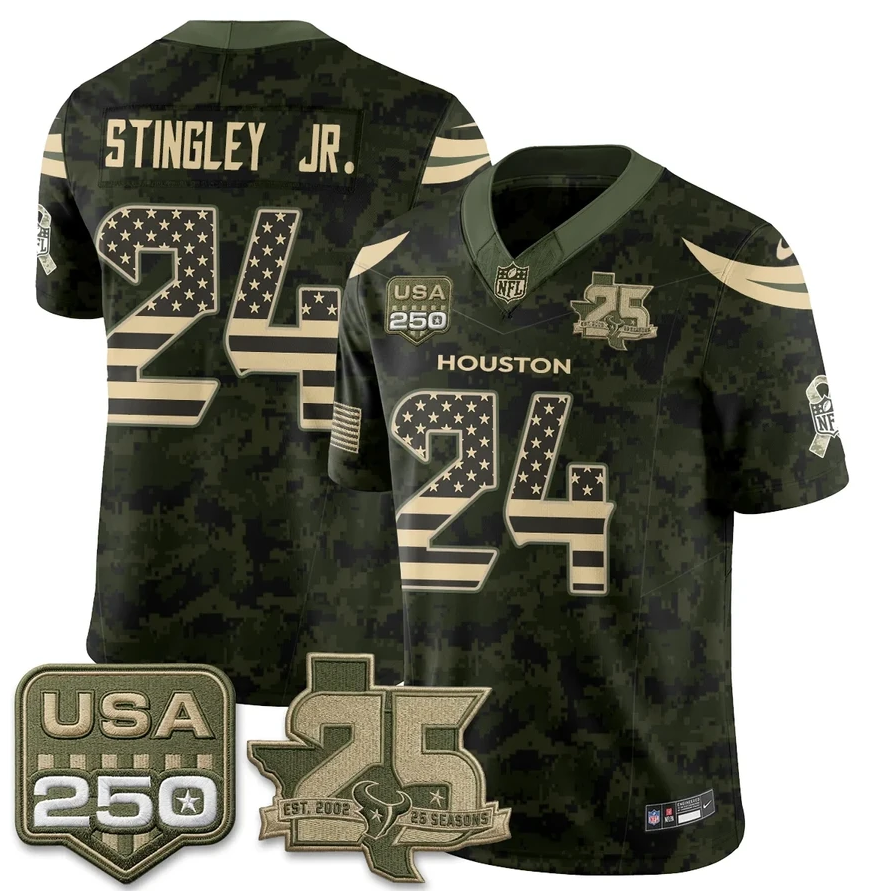 Derek Stingley Jr. #24 Houston Texans Salute to Service Jersey - Stitched
