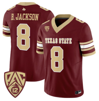 Texas State Bobcats #8 Brad Jackson Maroon 2026 Vapor Limited Jersey - All Stitched
