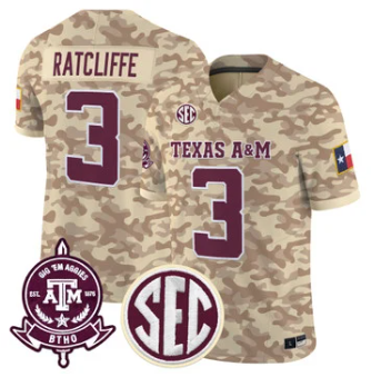 Texas A&M Aggies #3 Marcus Ratcliffe 2026 'Honor and Support' Vapor Limited Jersey - All Stitched