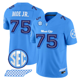 Tennessee Volunteers #75 Wendell Moe Jr. Blue 'Music City Edition' Vapor Limited Jersey - All Stitched