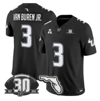 South Florida Bulls #3 Michael Van Buren Jr. Black 30th Anniversary Patch Vapor Limited Jersey - All Stitched