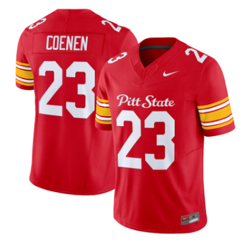 Pittsburg State Athletics #23 Zach Coenen Red 2026 Vapor Limited Jersey - All Stitched