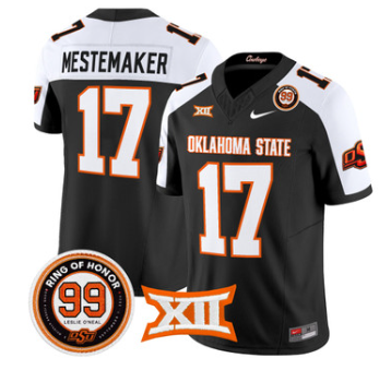 Oklahoma State Cowboys #17 Drew Mestemaker Black Alternate 2026 Vapor Limited Jersey - Leslie O'neal Patch - All Stitched