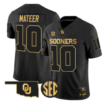 Oklahoma Sooners #10 John Mateer Black Gold 2026 Vapor Limited Jersey - All Stitched