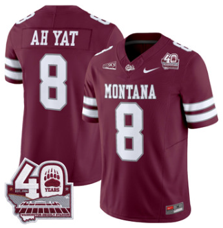Montana Grizzlies #8 Keali'i Ah Yat Maroon 2026 Vapor Limited Jersey - 40th Anniversary Patch - All Stitched