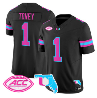 Miami Hurricanes #1 Malachi Toney Black Vice City Vapor Limited Jersey - All Stitched