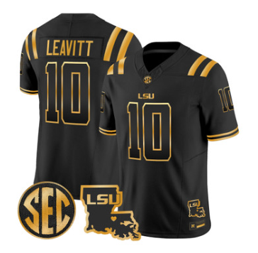 LSU Tigers #10 Sam Leavitt Black Gold 2026 Louisiana Patch Vapor Limited Jersey - All Stitched