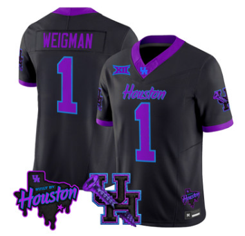 Houston Cougars #1 Conner Weigman Navy DJ Screw Vapor Limited Jersey - All Stitched
