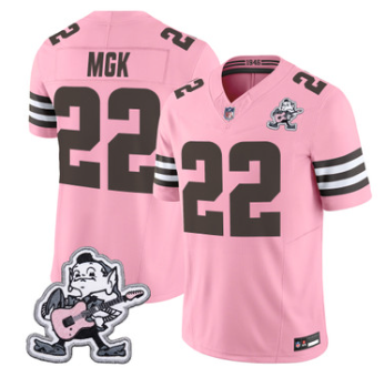 Cleveland Browns #22 MGK Patch Pink Vapor Limited Jersey - All Stitched