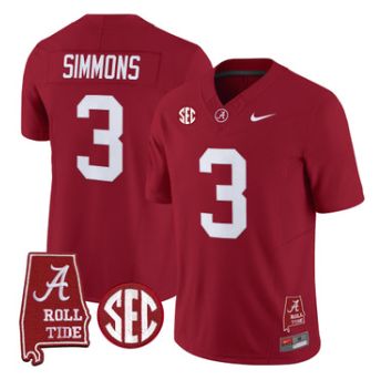 Alabama Crimson Tide #3 Cedrick Simmons Crimson 2026 Vapor Limited Jersey - Alabama Map - All Stitched