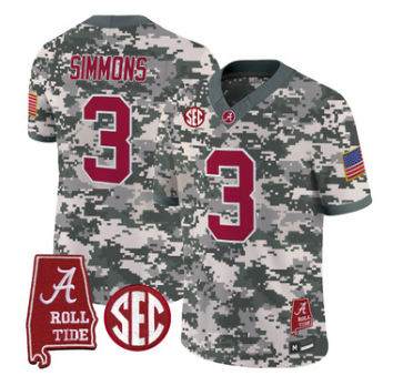 Alabama Crimson Tide #3 Cedrick Simmons Camouflage Edition 2026 Vapor Limited Jersey - Alabama Map - All Stitched
