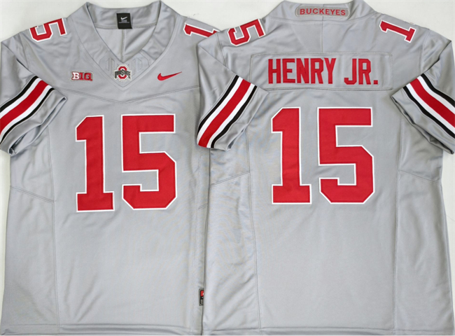 Men's Ohio State Buckeyes #15 Chris Henry Jr Grey 2025 F.U.S.E. Limited Stitched Jersey