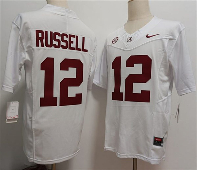 Men's Alabama Crimson Tide #12 Keelon Russell White 2026 F.U.S.E  Stitched Football Jersey