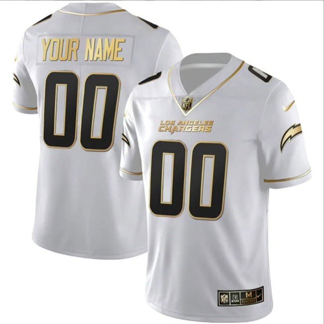 Men's Los Angeles Chargers Custom White Gold Limited Stitched Football Jersey