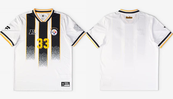Men's Pittsburgh Steelers #33 White Football x Football V-Neck Jersey