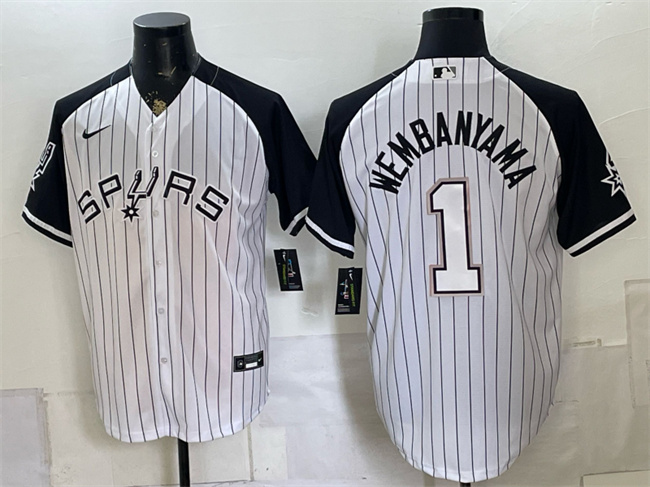 Men's San Antonio Spurs #1 Victor Wembanyama White Stitched Baseball Jersey
