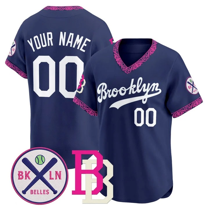 Brooklyn Dodgers Navy Baseball Custom Jersey - All Stitched