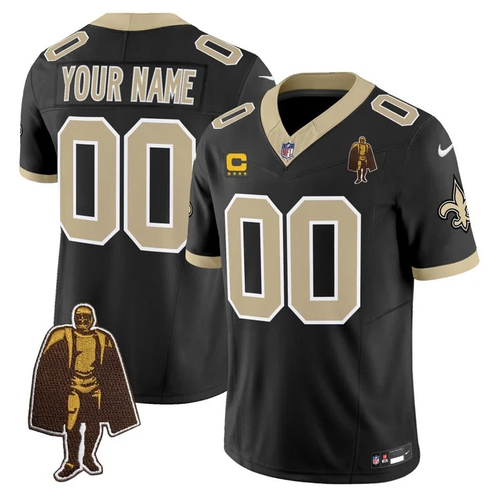 New Orleans Saints Custom Black Jersey - All Stitched