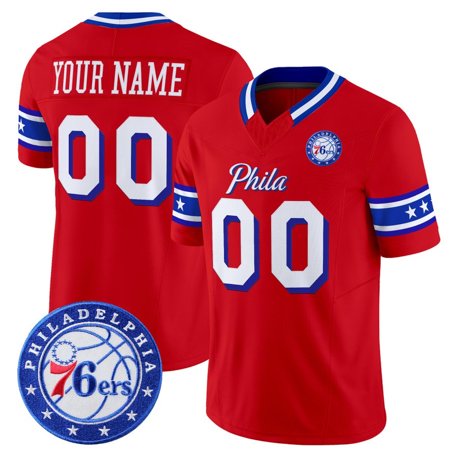 Philadelphia 76ers Custom Vapor Limited Football Jersey Red - All Stitched