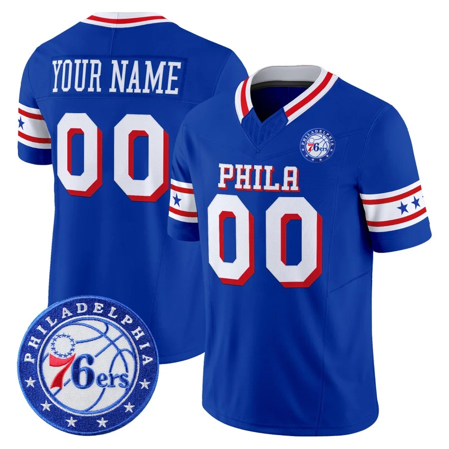 Philadelphia 76ers Custom Vapor Limited Football Jersey Royal - All Stitched