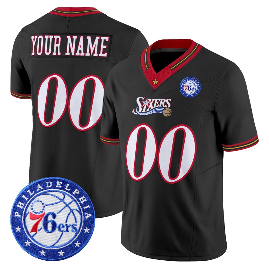 Philadelphia 76ers Custom Vapor Limited Football Jersey Black - All Stitched