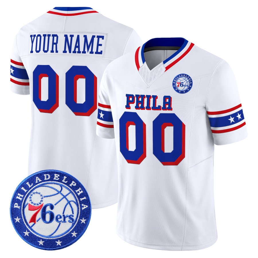 Philadelphia 76ers Custom Vapor Limited Football Jersey White - All Stitched