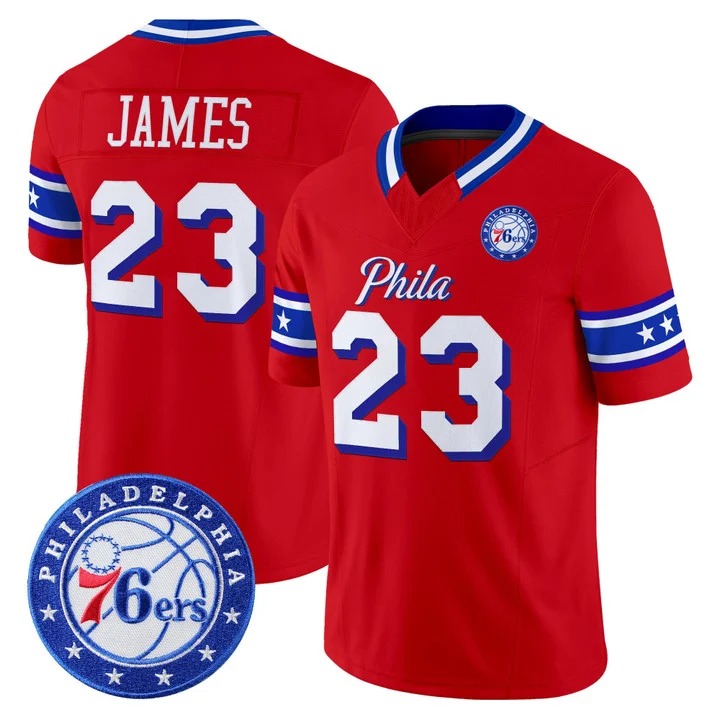 Philadelphia 76ers #23 LeBron James Vapor Limited Football Jersey Red - All Stitched