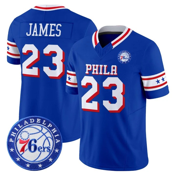 Philadelphia 76ers #23 LeBron James Vapor Limited Football Jersey Royal - All Stitched