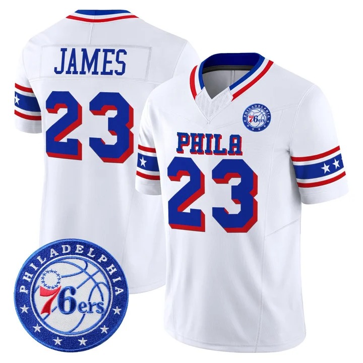 Philadelphia 76ers #23 LeBron James Vapor Limited Football Jersey White - All Stitched