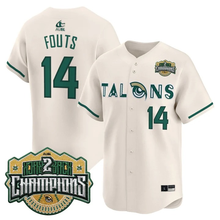 Men's Size - Utah Talons #14 Montana Fouts White 2026 Back-To-Back Athletes Unlimited Softball League (AUSL) Champions Vapor Premier Limited Jersey - All Stitched