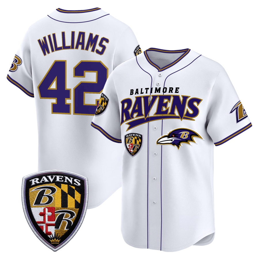 WILLIAM #42 Baltimore Ravens White Baseball Jersey - All Stitched