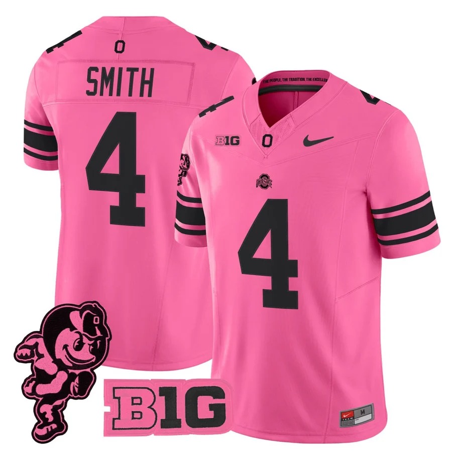 Jeremiah Smith Ohio State Buckeyes Pink Jersey - All Stitched