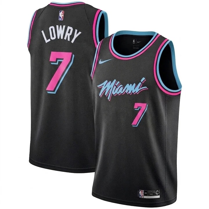 Men's #7 Kyle Lowry Miami Heat Vice Black Jersey - All Stitched