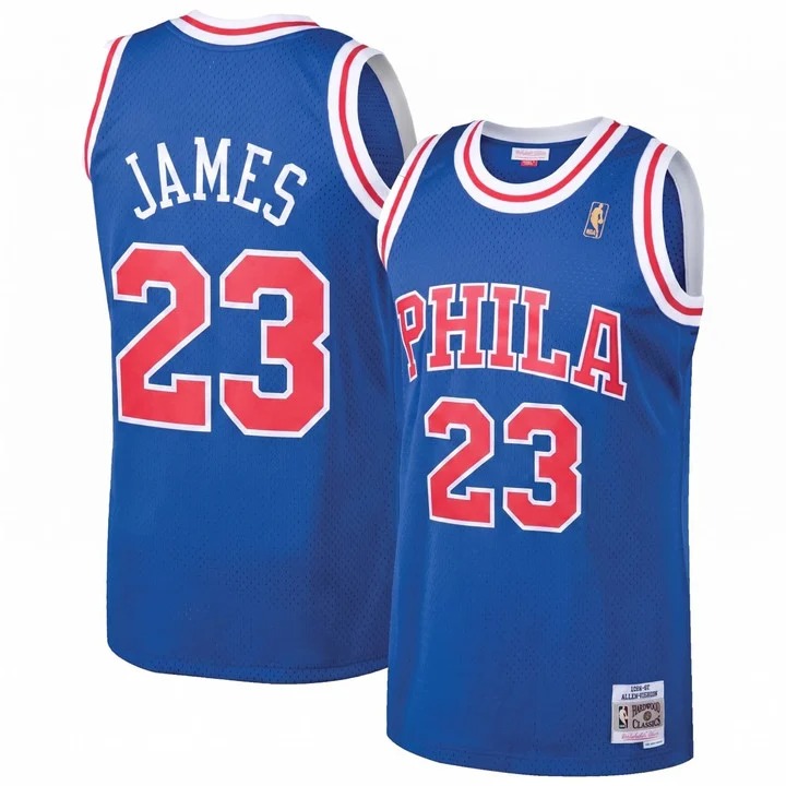 Men's LeBron James #23 Philadelphia 76ers Royal Throwback Jersey - All Stitched
