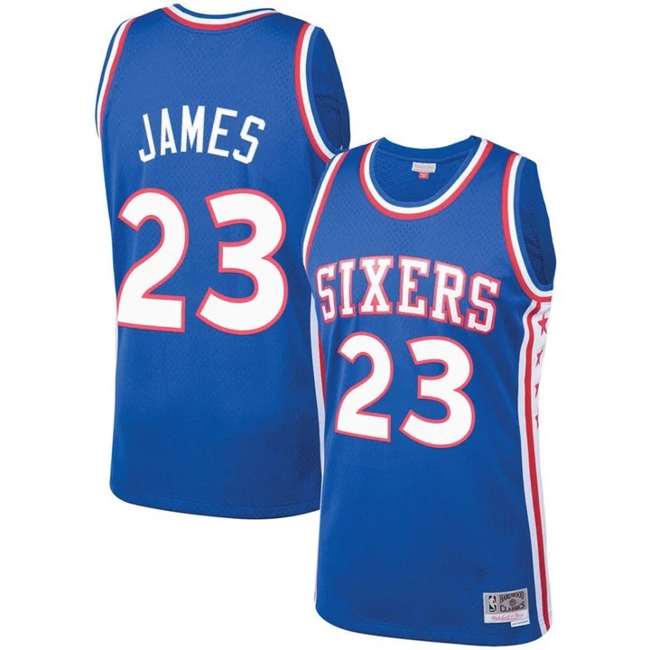 Men's LeBron James #23 Philadelphia 76ers Royal Throwback Jerseys - All Stitched