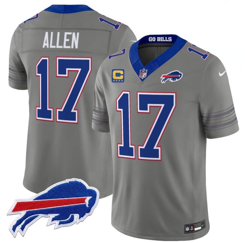 Men's Buffalo Bills #17 Josh Allen Gray F.U.S.E. 2026 Nickel City With 4-Star C Patch Vapor Stitched Football Jersey