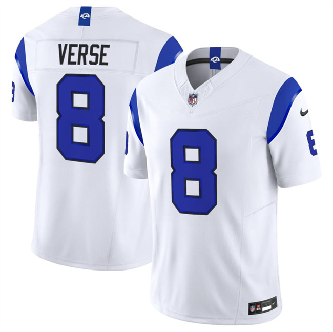 Men's Los Angeles Rams #8 Jared Verse White Fearsome 2026 F.U.S.E. Vapor Limited Stitched Football Jersey