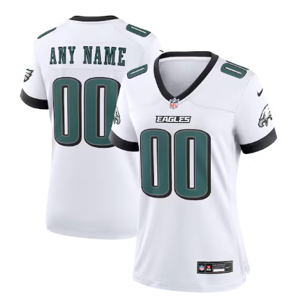 Women's Philadelphia Eagles Custom White Team Game Stitched Jersey