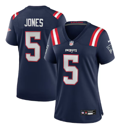 Women's New England Patriots #5 Dre'Mont Jones Navy Team Game Stitched Jersey