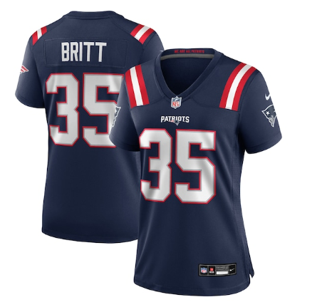 Women's New England Patriots #35 K.J. Britt Navy Team Game Stitched Jersey