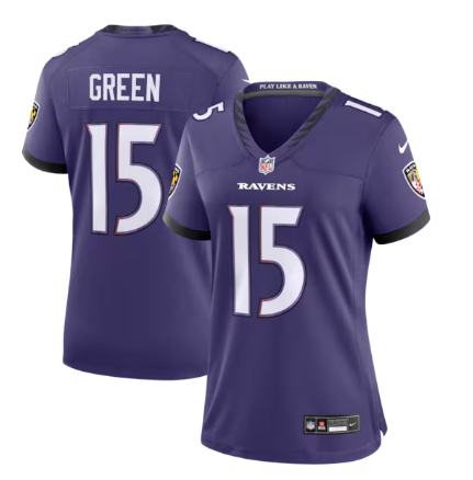 Women's Baltimore Ravens #15 Mike Green Purple Team Game Stitched Jersey